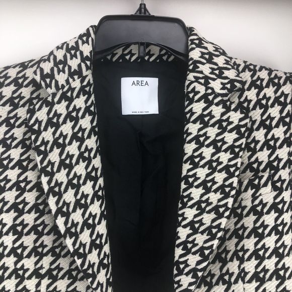 $1,580 AREA Crystal Fringe Houndstooth Wool Blend Bolero Jacket Women’s Size 2 - Picture 9 of 12